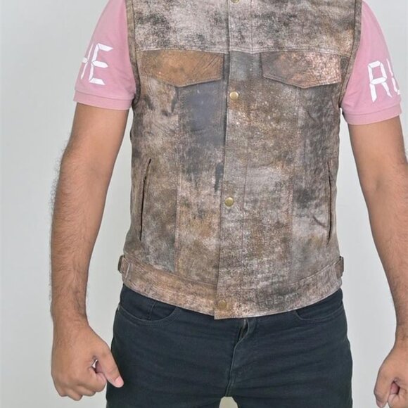 RIDERACT® Mens Motorcycle Vest Biker Leather Vest With CE Armors And YKK® Zipper - Picture 3 of 9